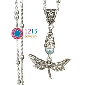 Handcreated Dragonfly Necklace on Sterling Silver Chain